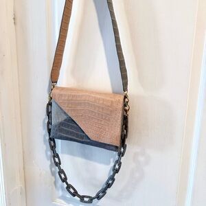 Nancy Gonzales Origami Colombian Caiman Leather crocodile Clutch exc cond